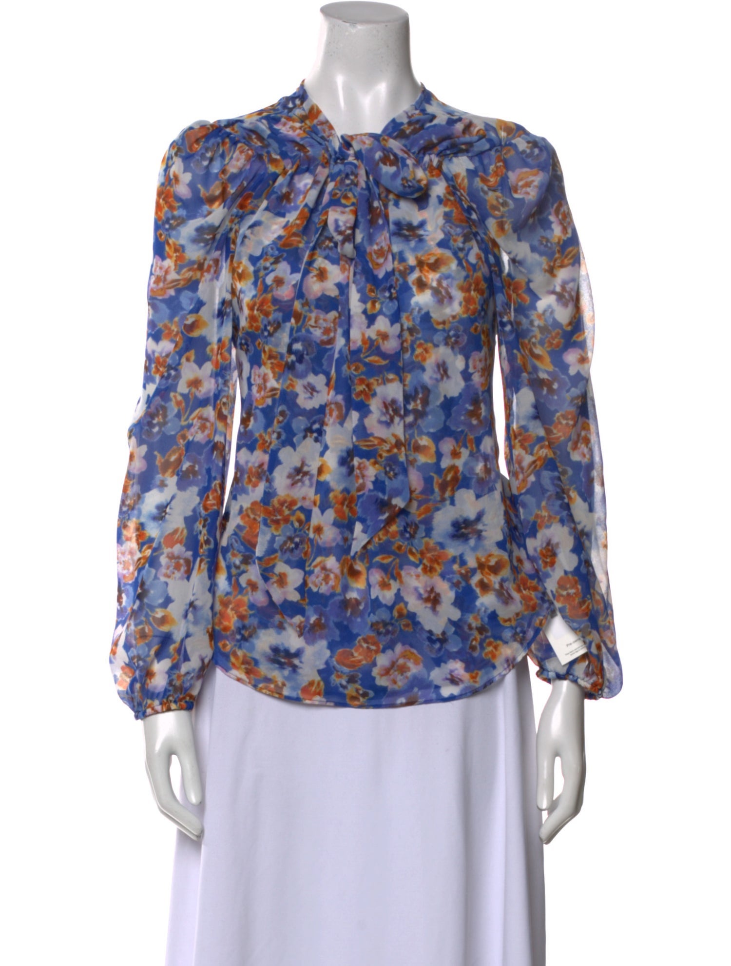 MISA Los Angeles Floral Print Mock Neck Blouse