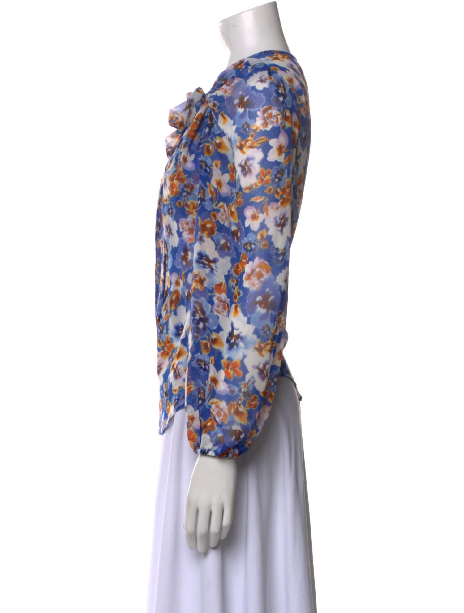 MISA Los Angeles Floral Print Mock Neck Blouse