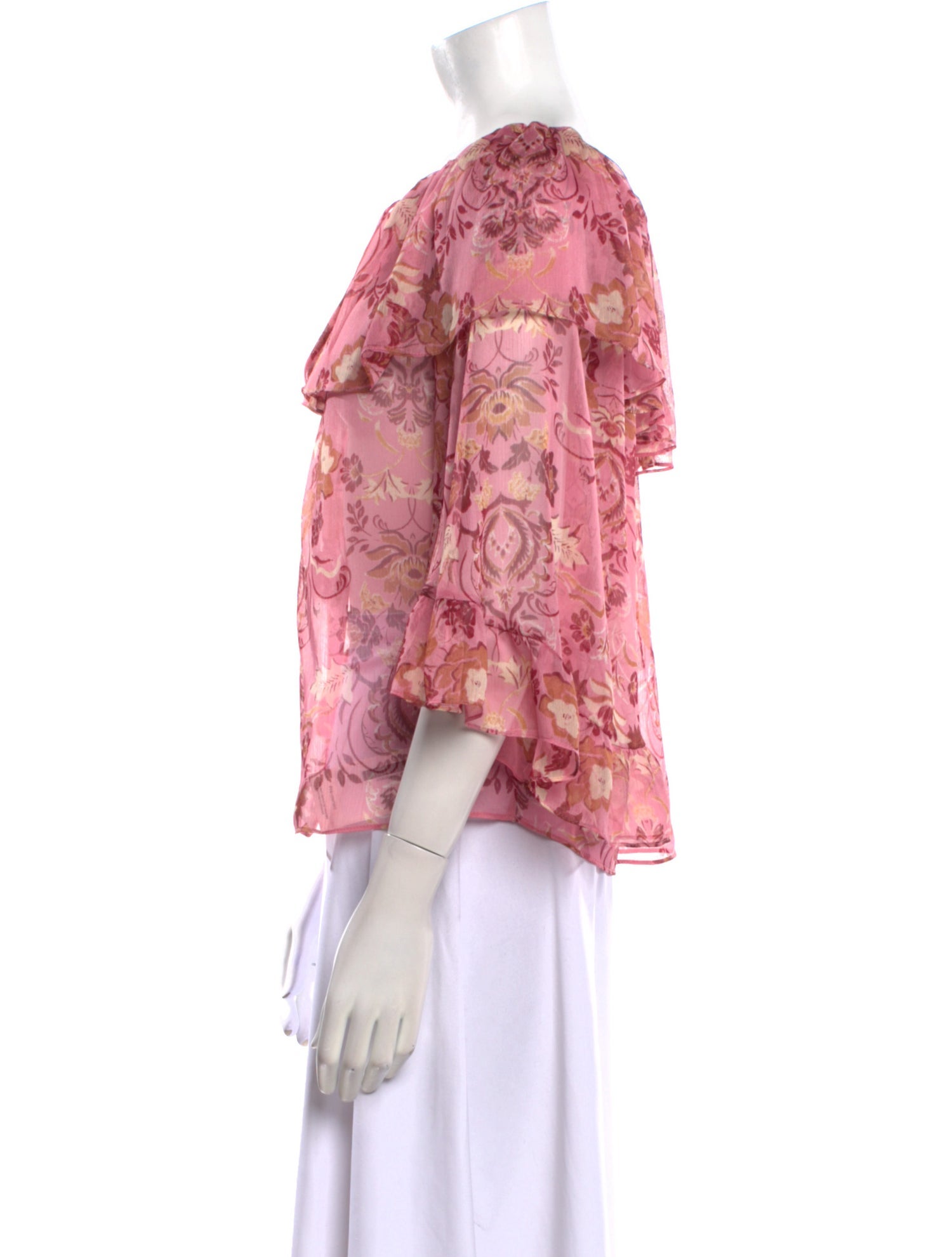 MISA Los Angeles Floral Print Scoop Neck Blouse