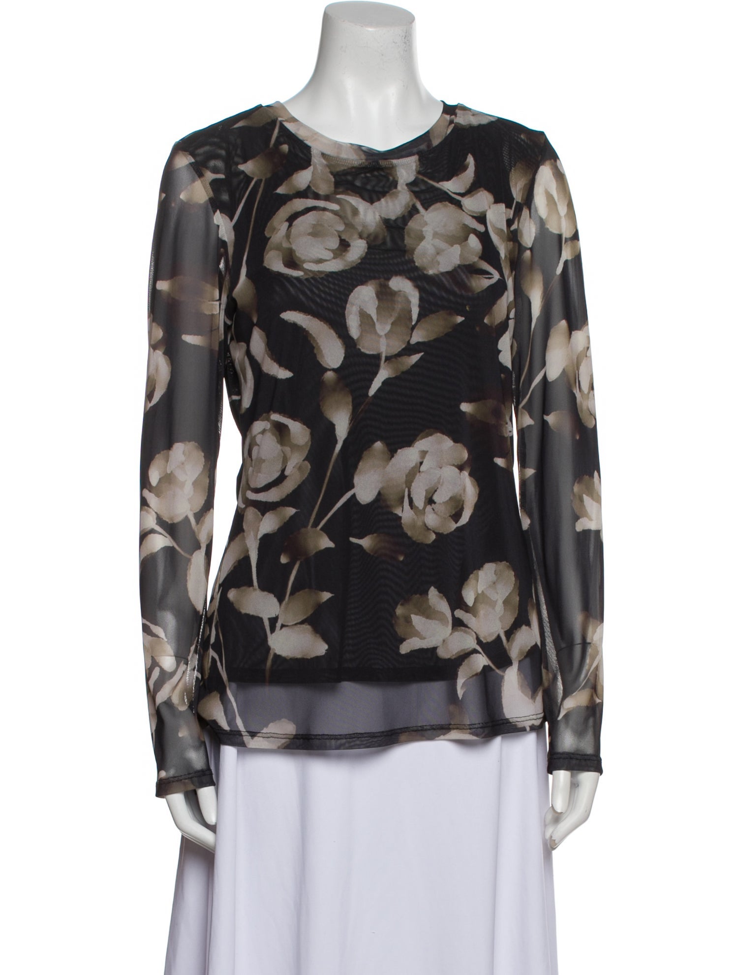 MISA Los Angeles Floral Print Crew Neck Blouse
