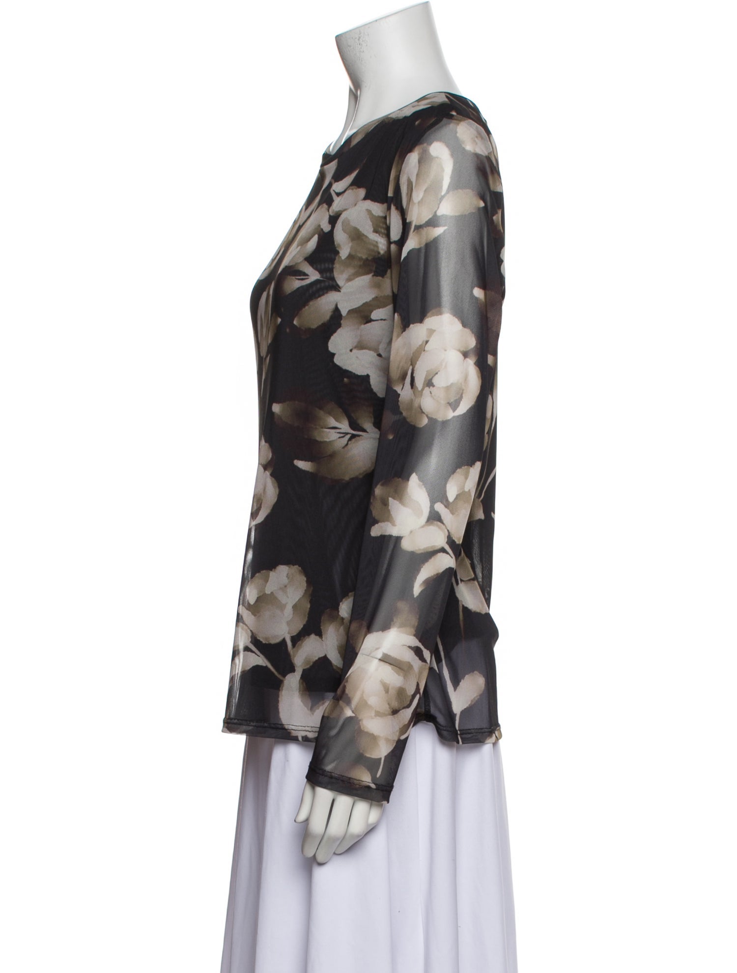 MISA Los Angeles Floral Print Crew Neck Blouse