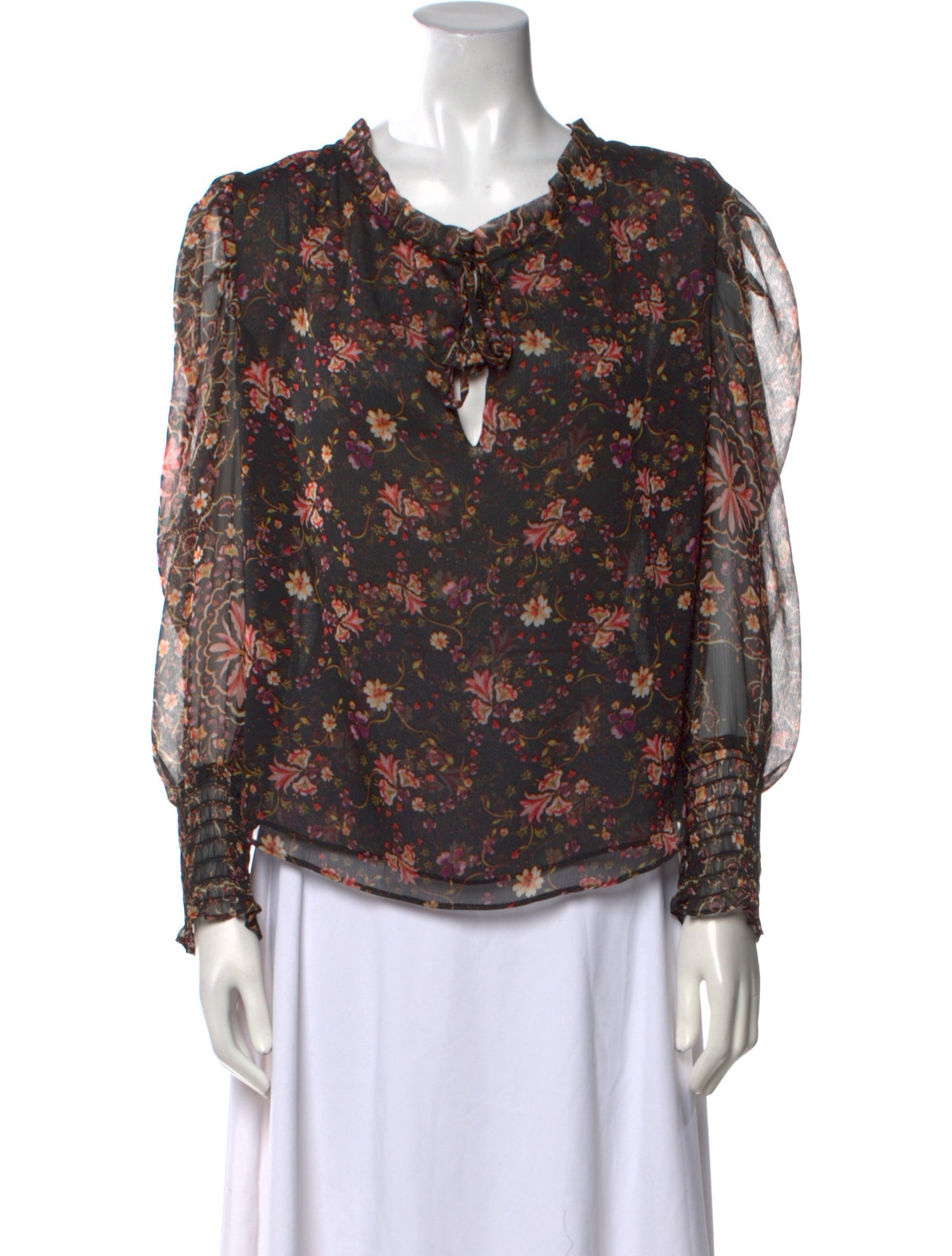 MISA Los Angeles Floral Print Scoop Neck Blouse