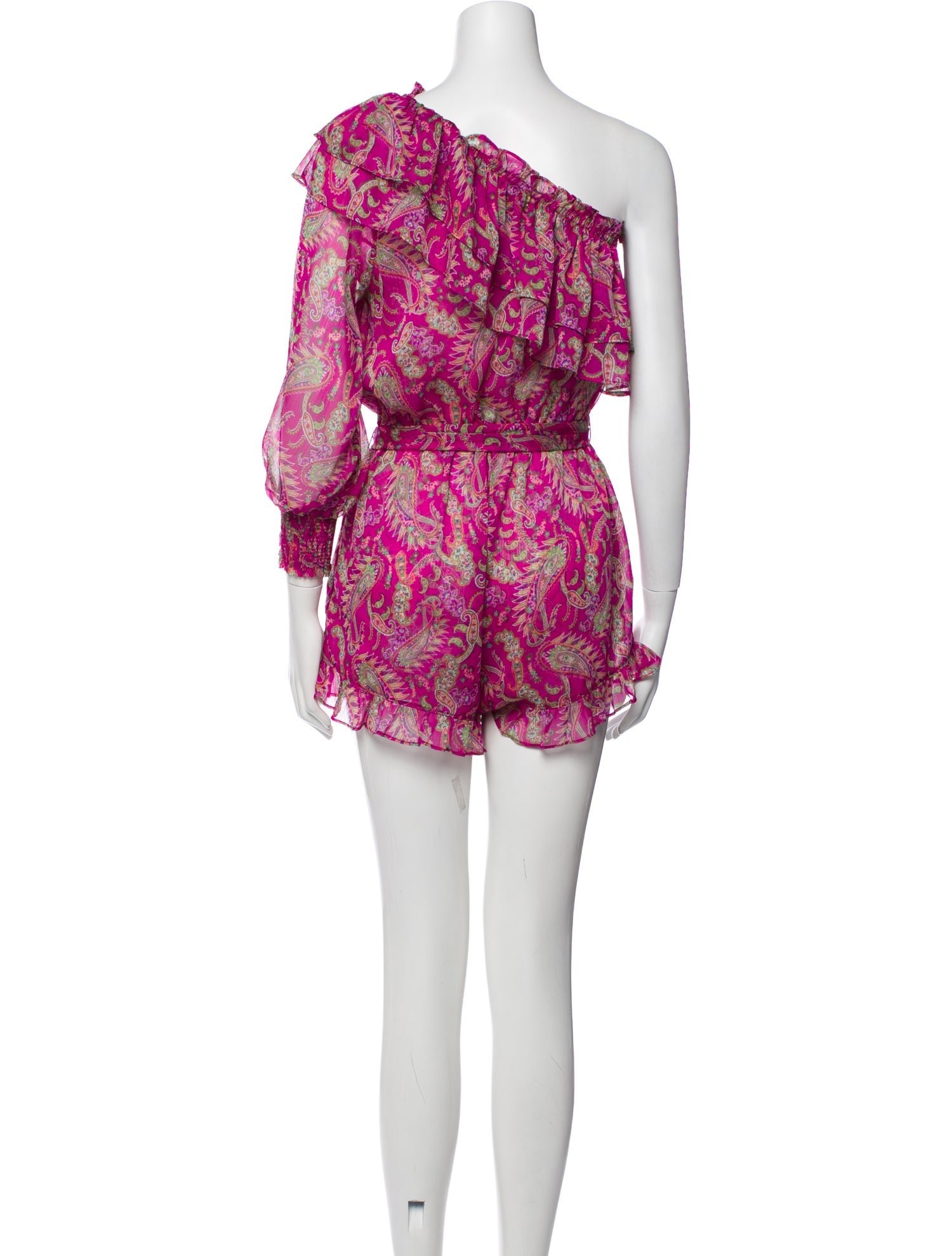 MISA Los Angeles Paisley Print One-Shoulder Romper