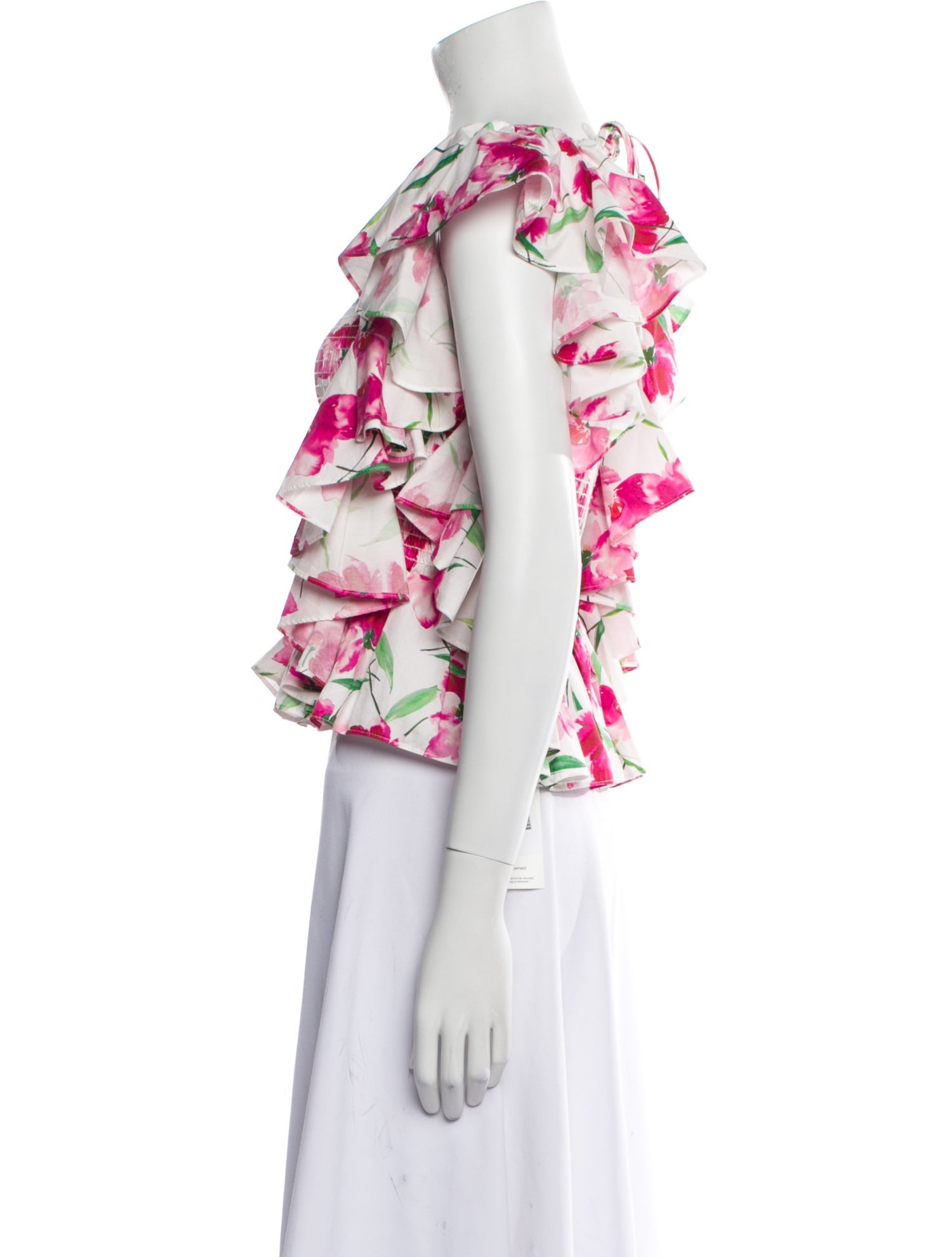 MISA Los Angeles Floral Print Square Neckline Crop Top