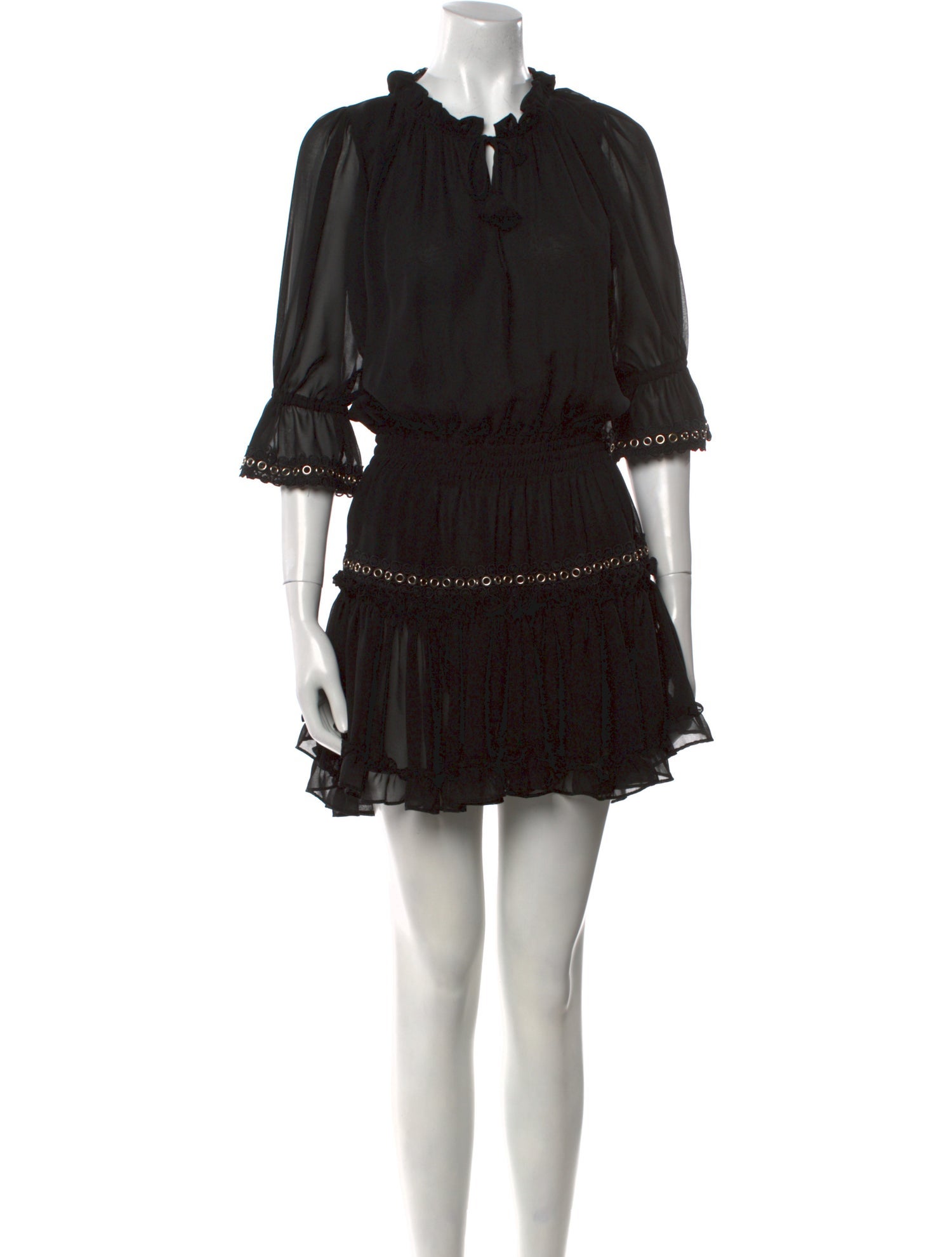 MISA Los Angeles Tie Neck Mini Dress