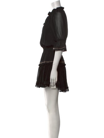 MISA Los Angeles Tie Neck Mini Dress