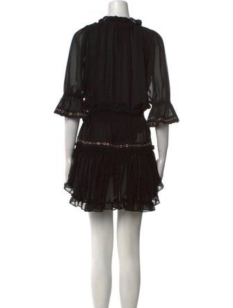 MISA Los Angeles Tie Neck Mini Dress