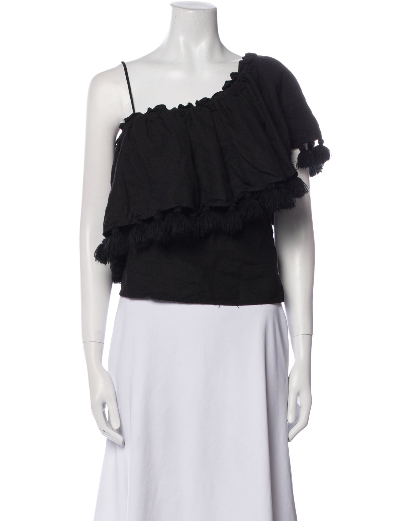 MISA Los Angeles Asymmetrical Short Sleeve Crop Top