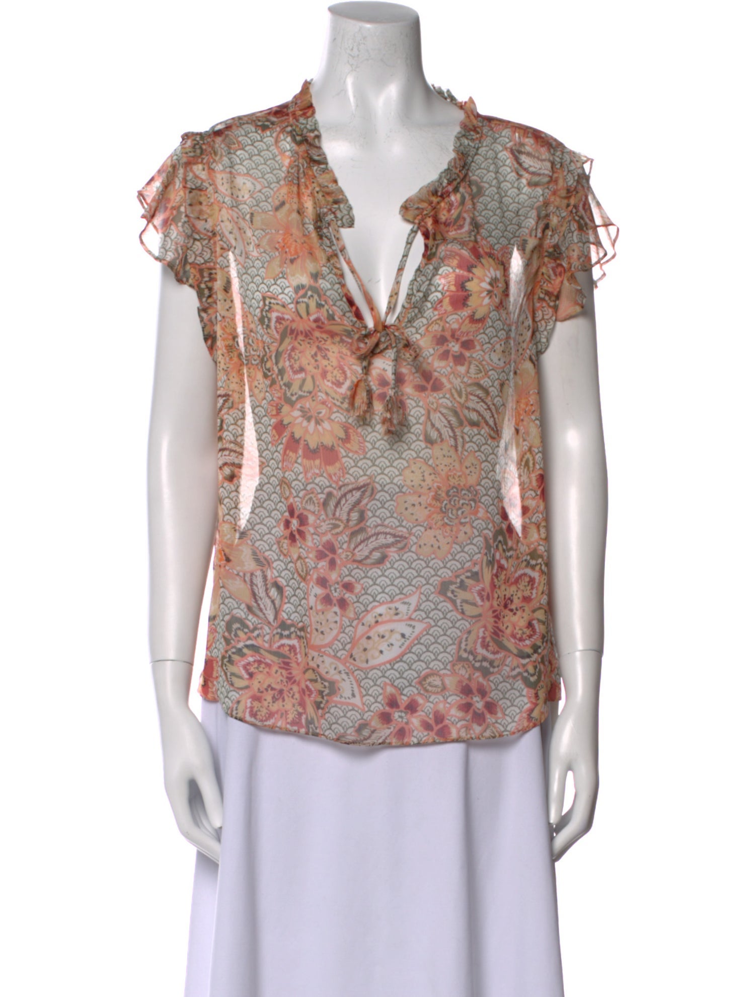 MISA Los Angeles Paisley Print V-Neck Blouse