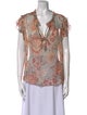 MISA Los Angeles Paisley Print V-Neck Blouse