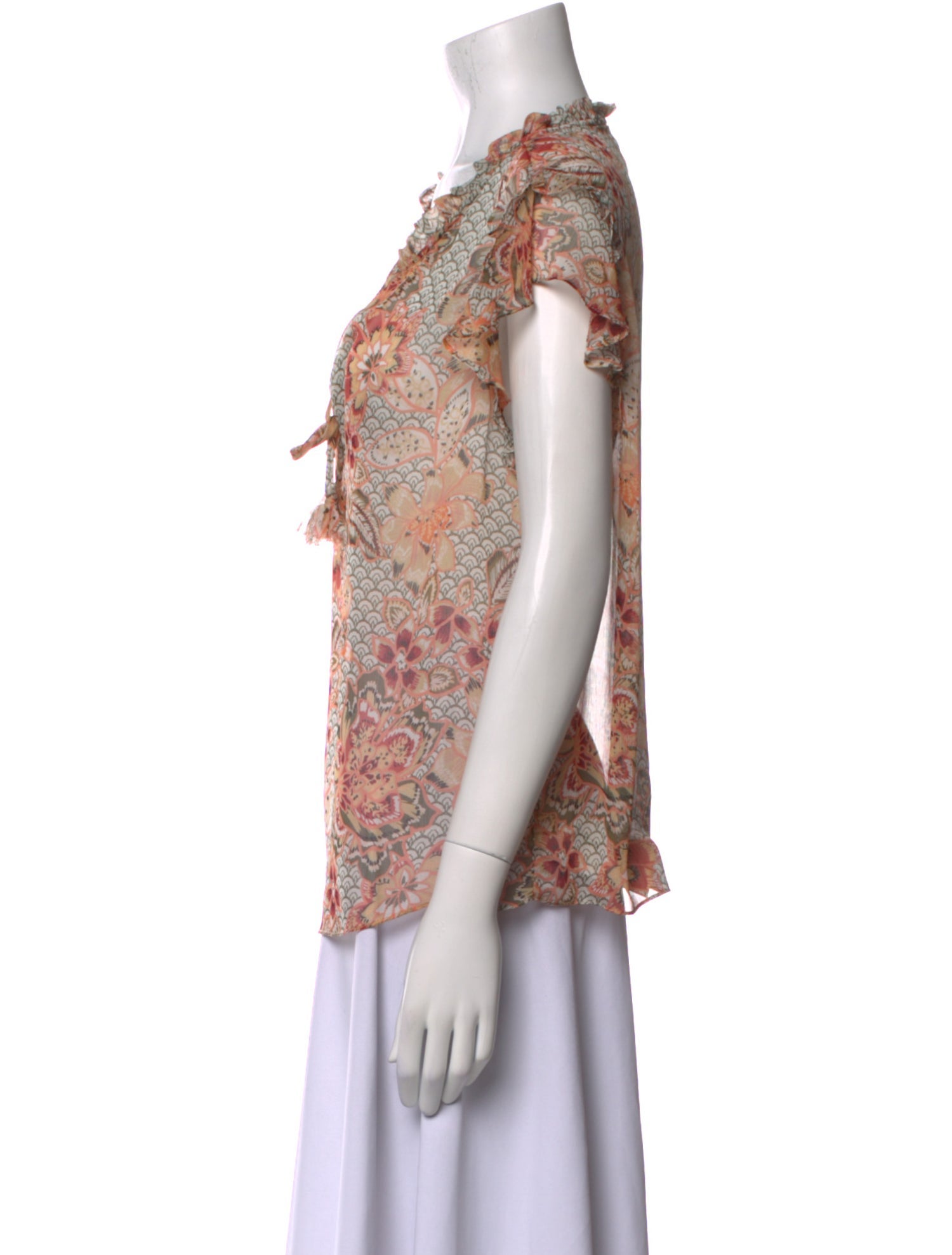 MISA Los Angeles Paisley Print V-Neck Blouse