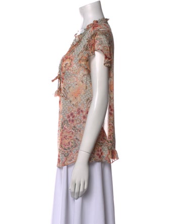 MISA Los Angeles Paisley Print V-Neck Blouse