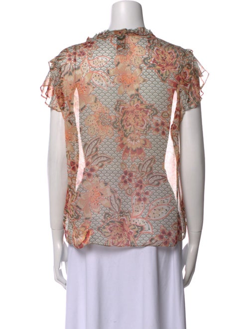 MISA Los Angeles Paisley Print V-Neck Blouse