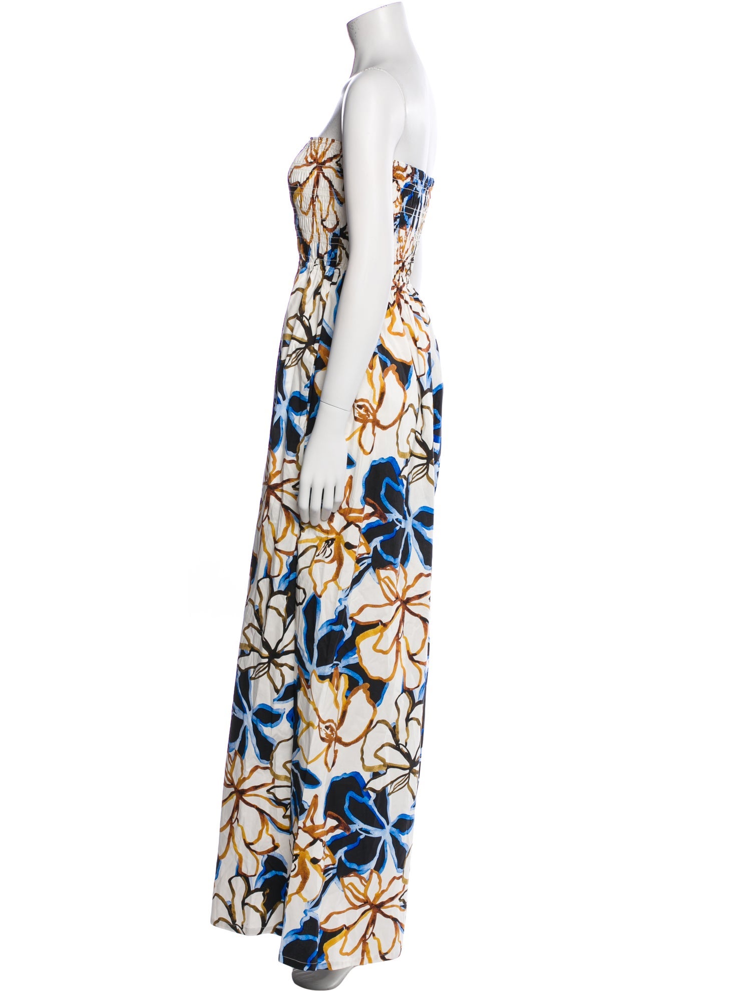 MISA Los Angeles Floral Print Strapless Jumpsuit