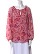 MISA Los Angeles Floral Print Tie Neck Blouse