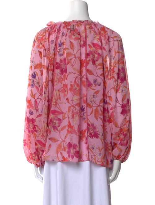 MISA Los Angeles Floral Print Tie Neck Blouse