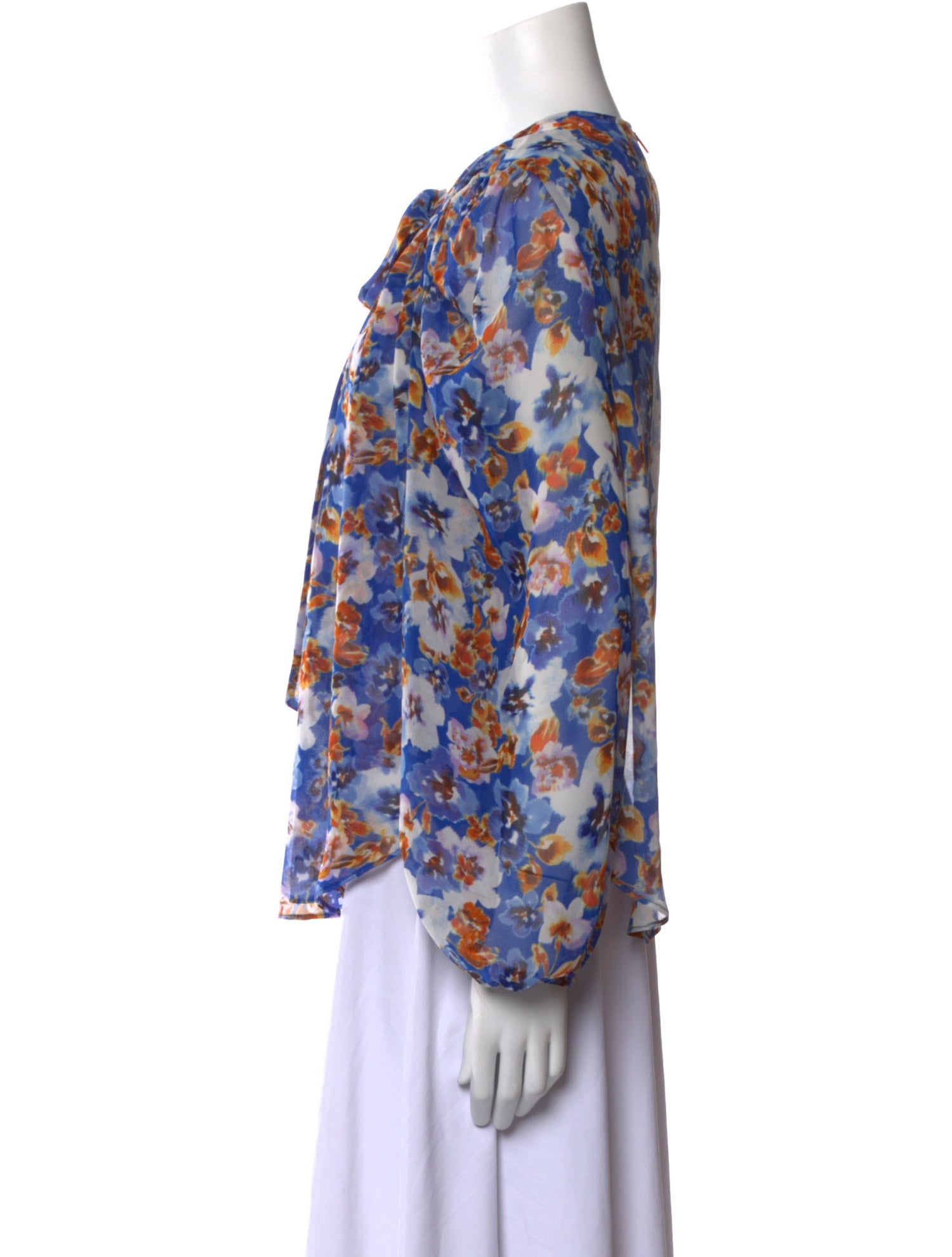 MISA Los Angeles Floral Print Crew Neck Blouse