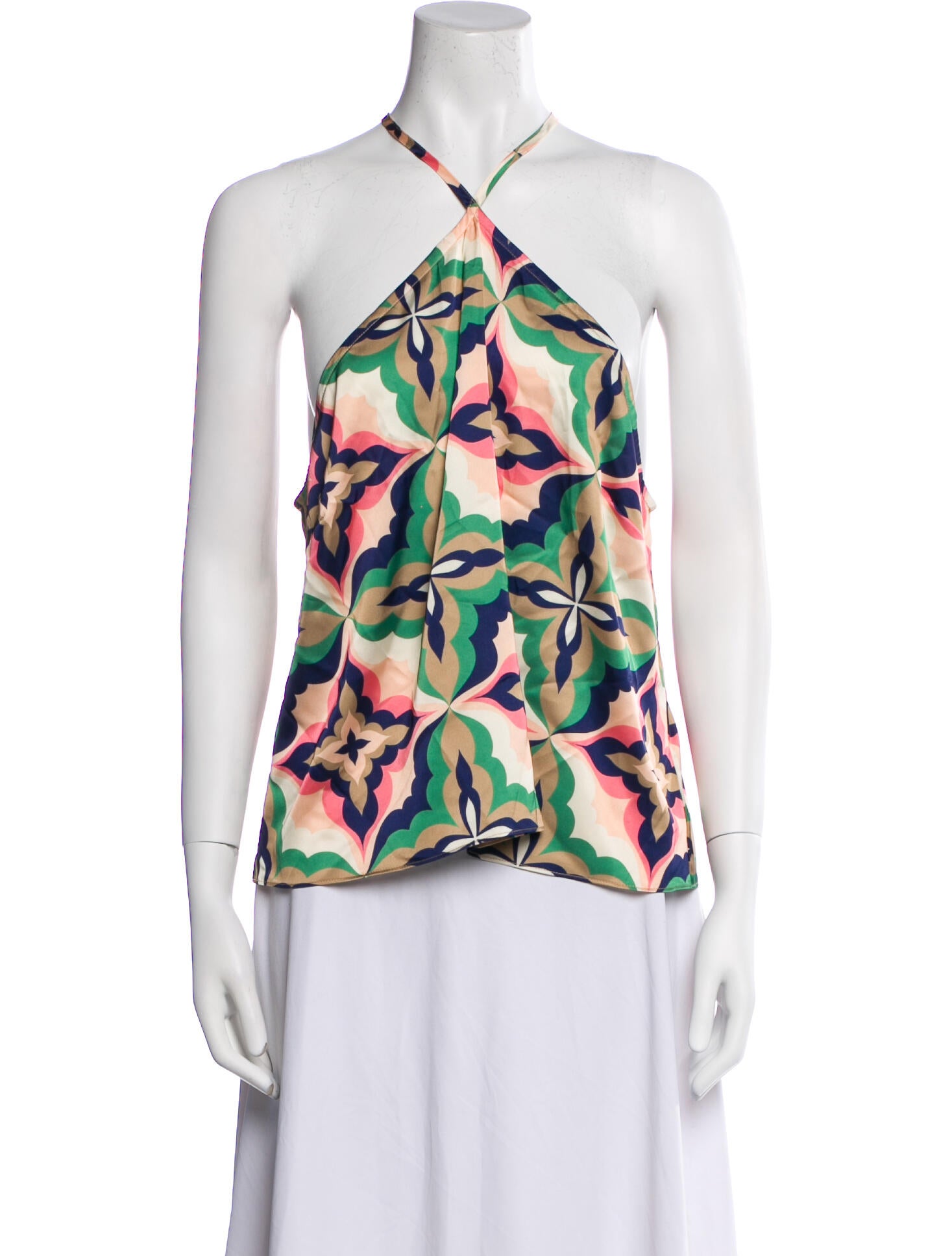 MISA Los Angeles Floral Print Halterneck Blouse
