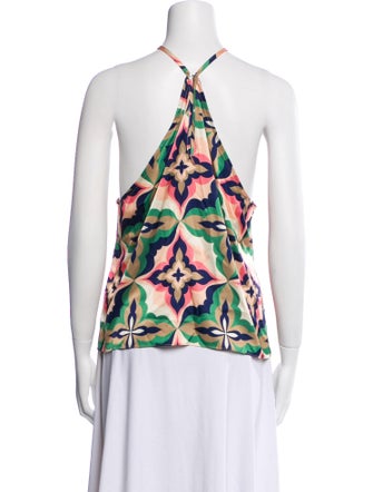 MISA Los Angeles Floral Print Halterneck Blouse