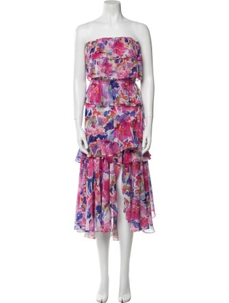 MISA Los Angeles Floral Print Knee-Length Dress