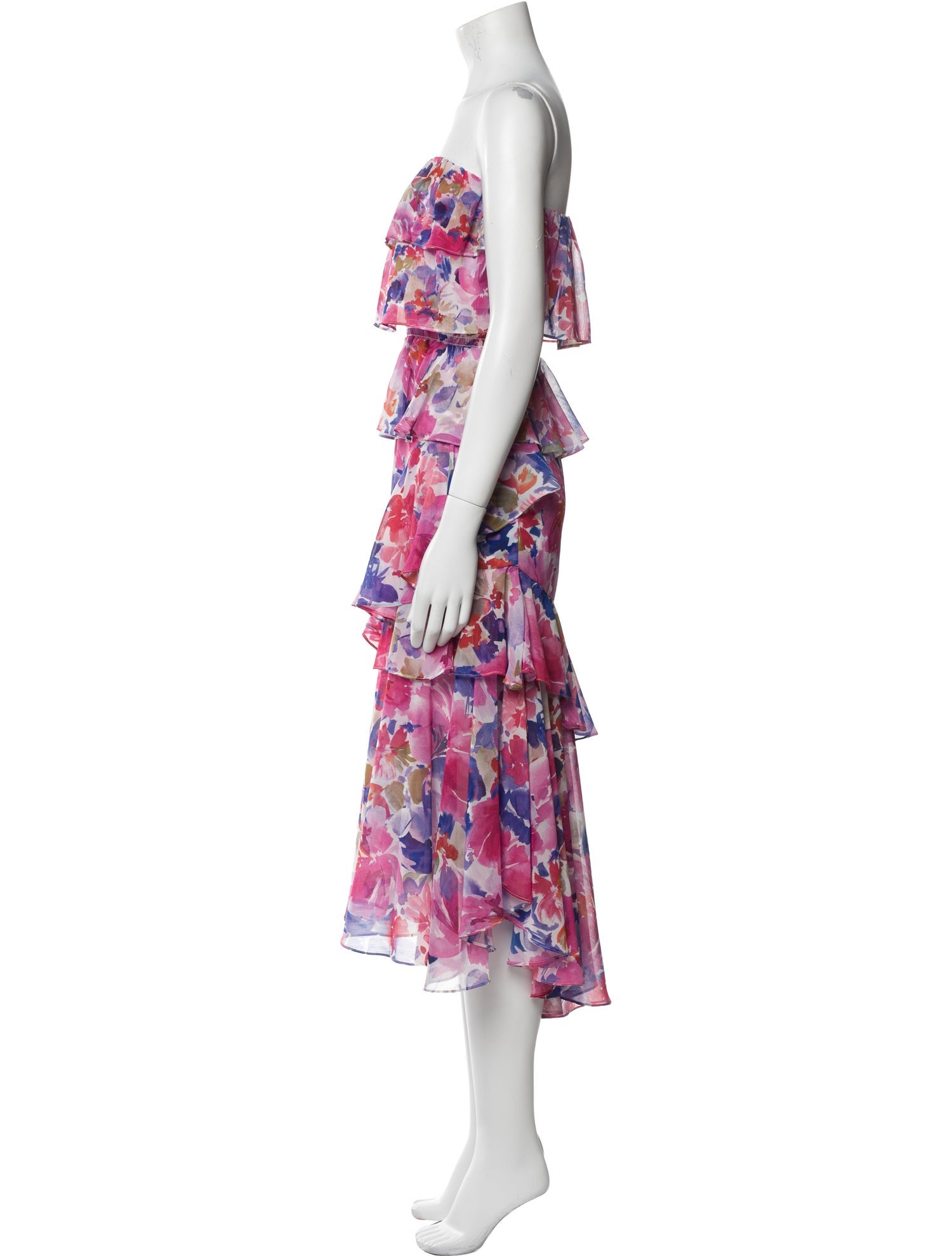 MISA Los Angeles Floral Print Knee-Length Dress