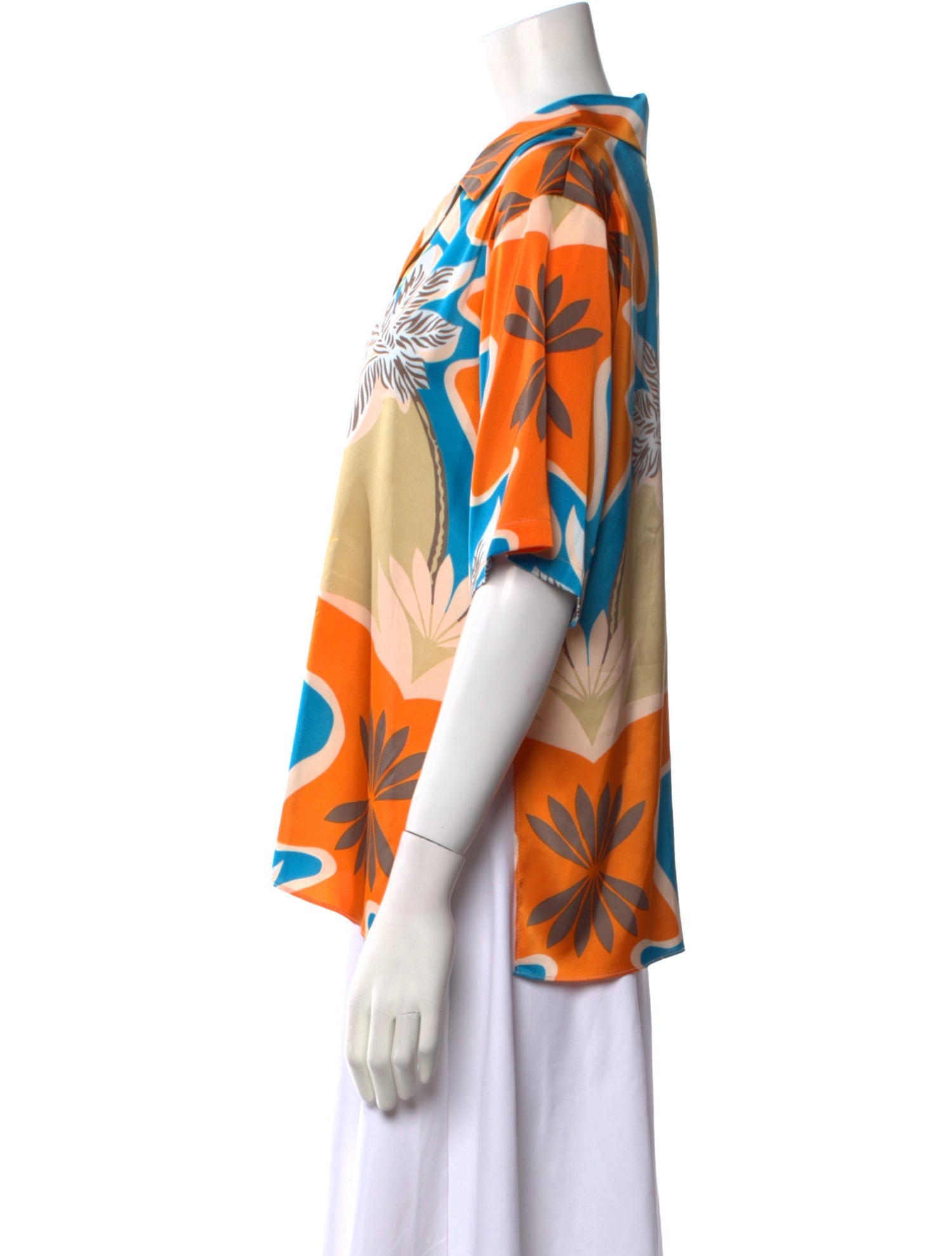 MISA Los Angeles Printed Three-Quarter Sleeve Button-Up Top