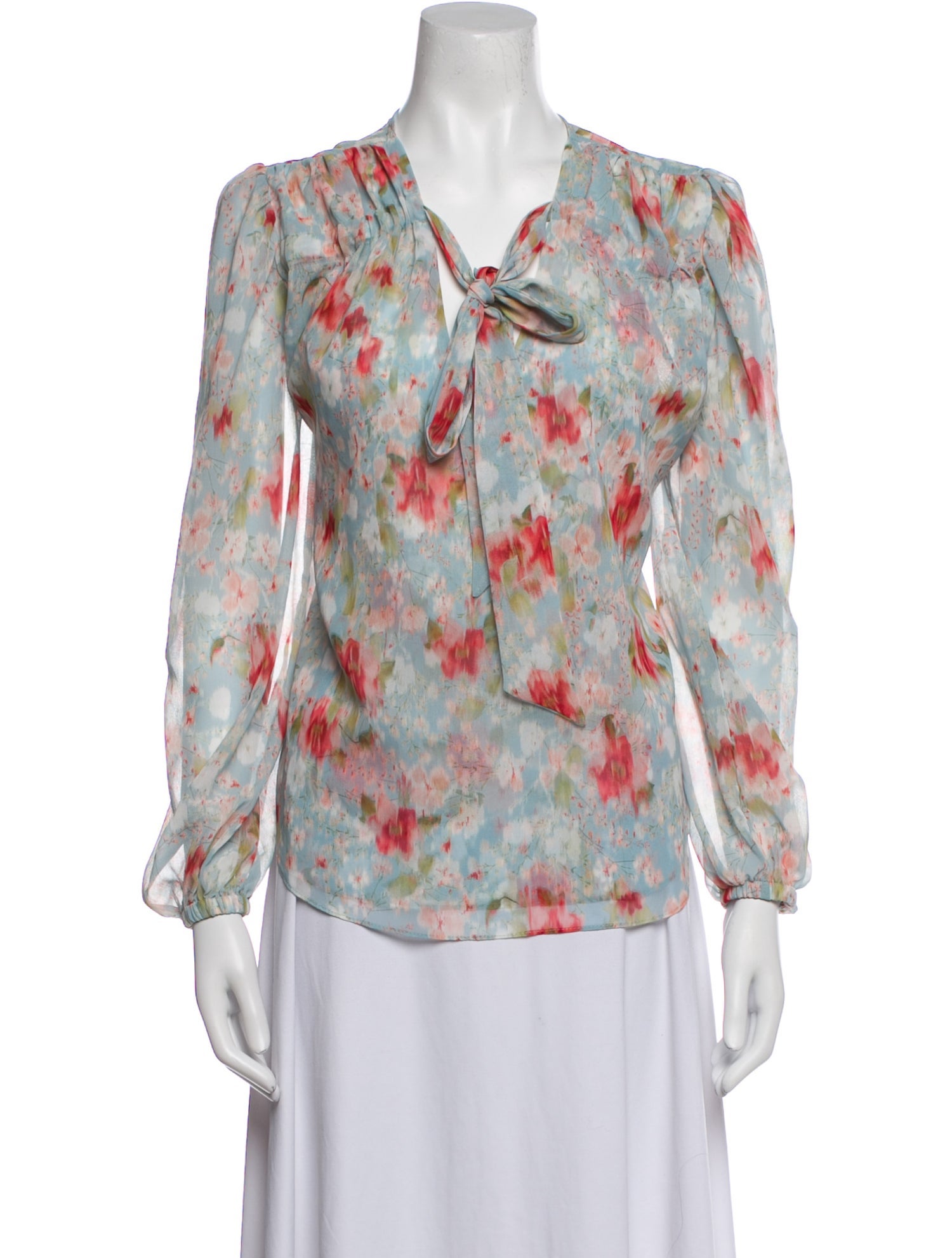 MISA Los Angeles Floral Print V-Neck Blouse