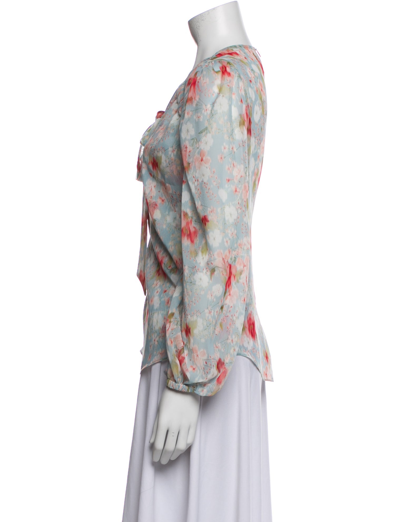 MISA Los Angeles Floral Print V-Neck Blouse