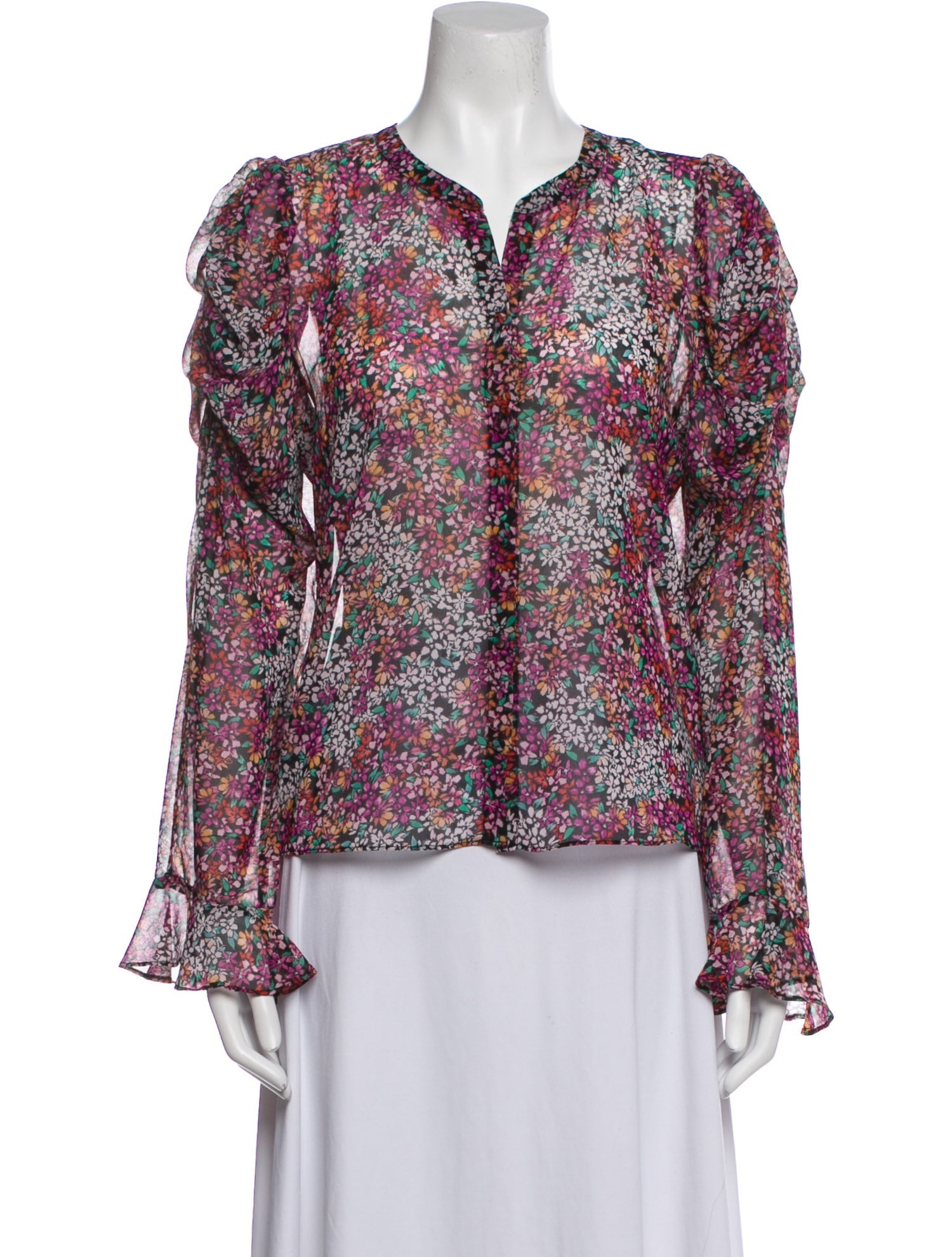 MISA Los Angeles Floral Print V-Neck Blouse w/ Tags
