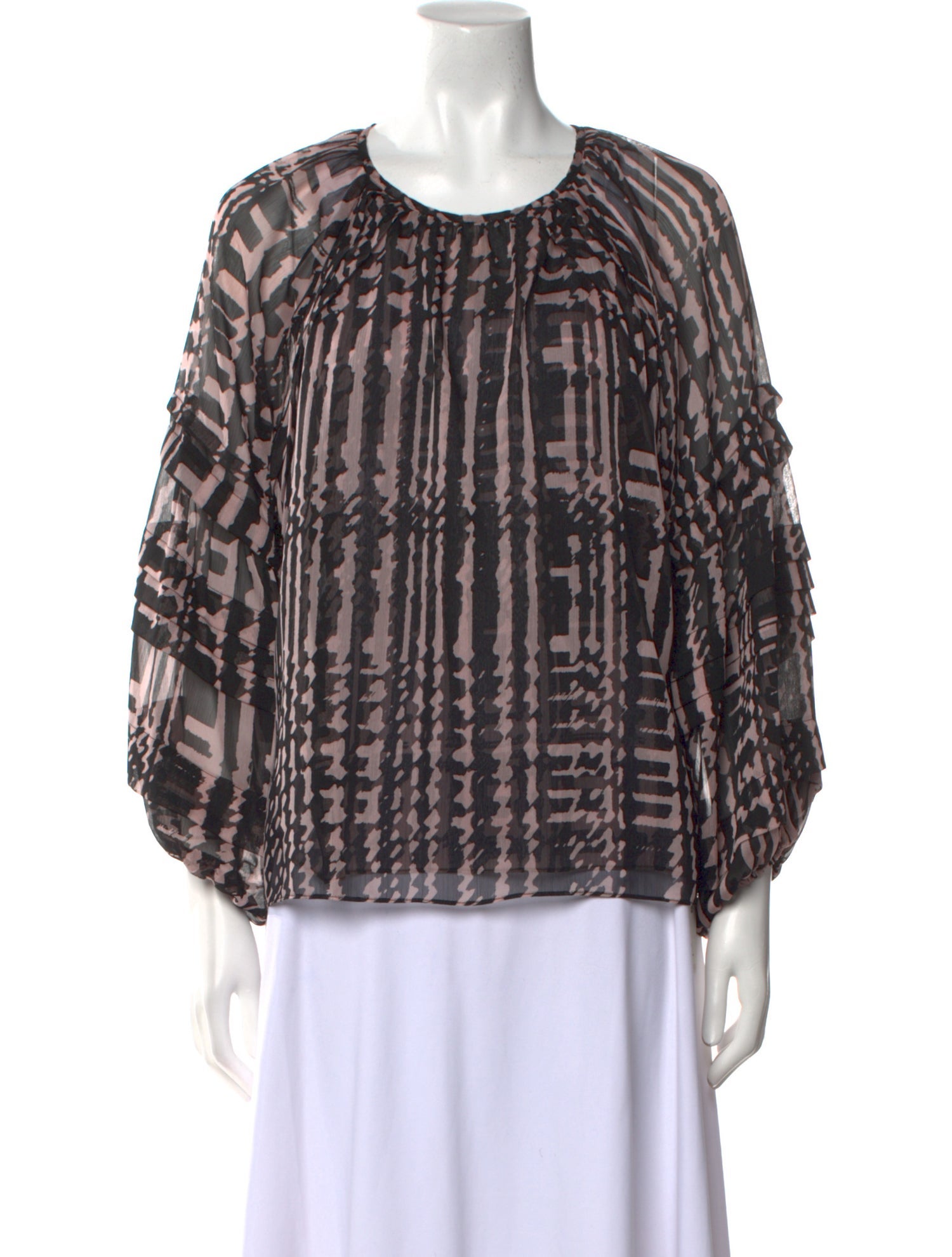 MISA Los Angeles Printed Scoop Neck Blouse