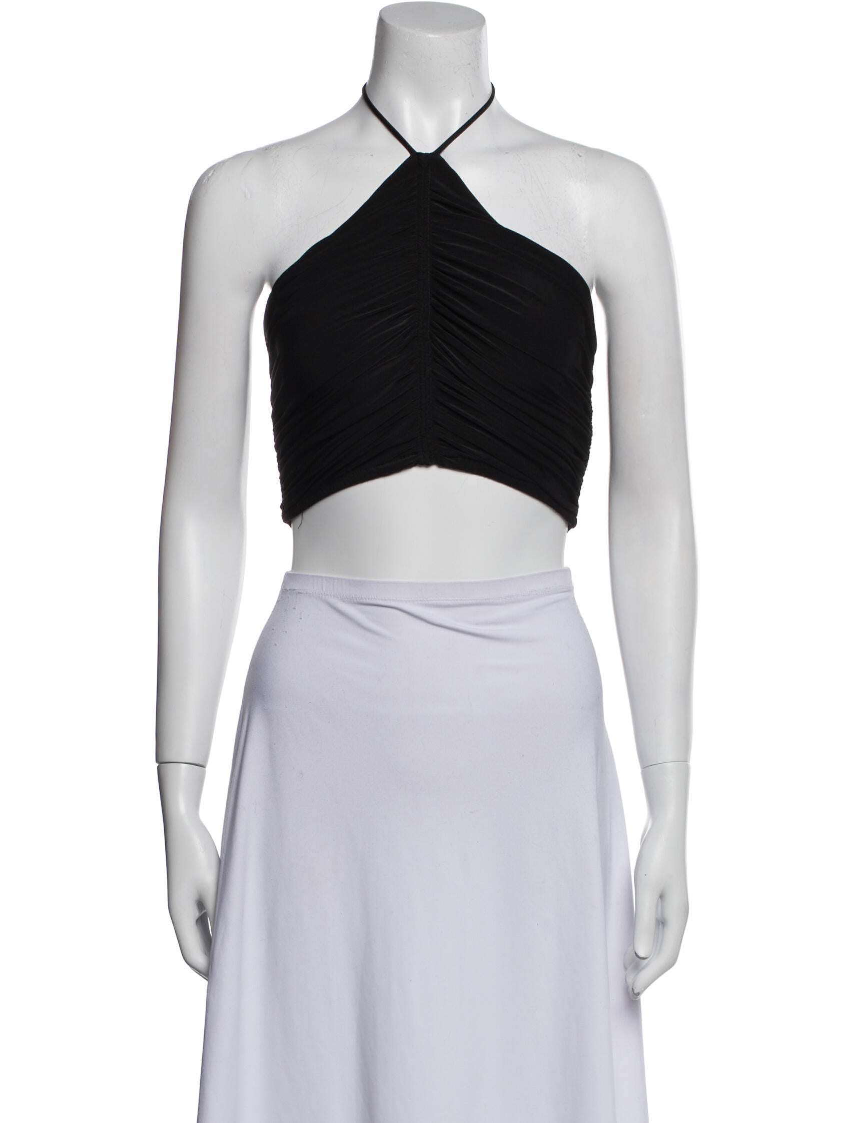 MISA Los Angeles Halterneck Sleeveless Crop Top