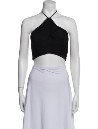 MISA Los Angeles Halterneck Sleeveless Crop Top