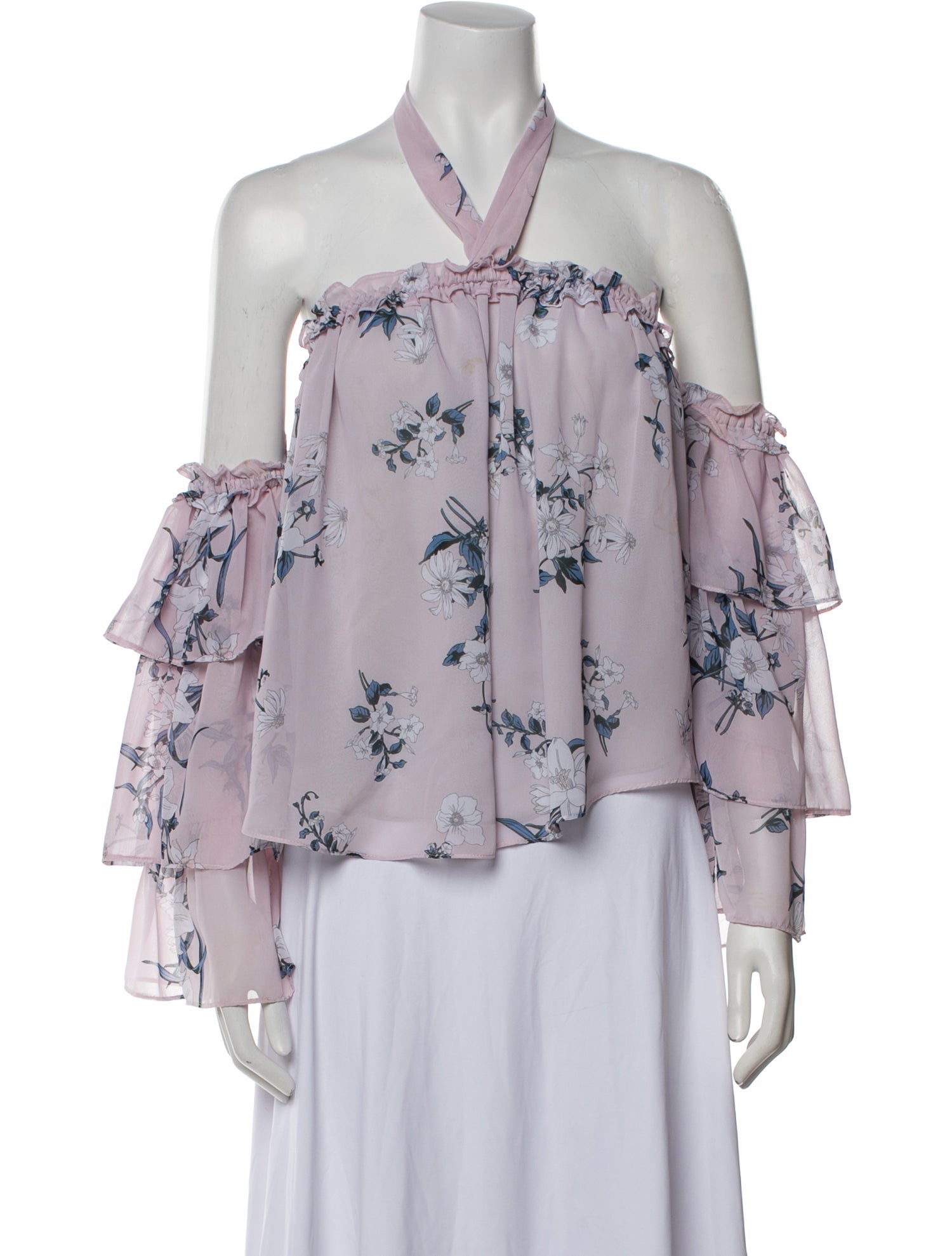 MISA Los Angeles Floral Print Off-The-Shoulder Blouse