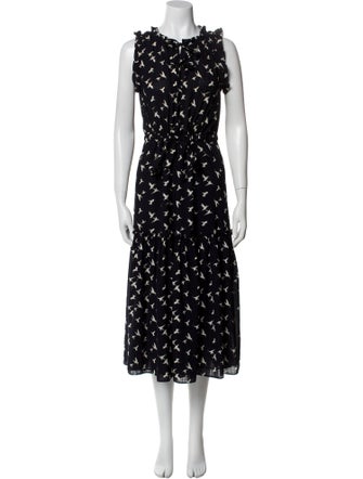 MISA Los Angeles Lace Pattern Midi Length Dress