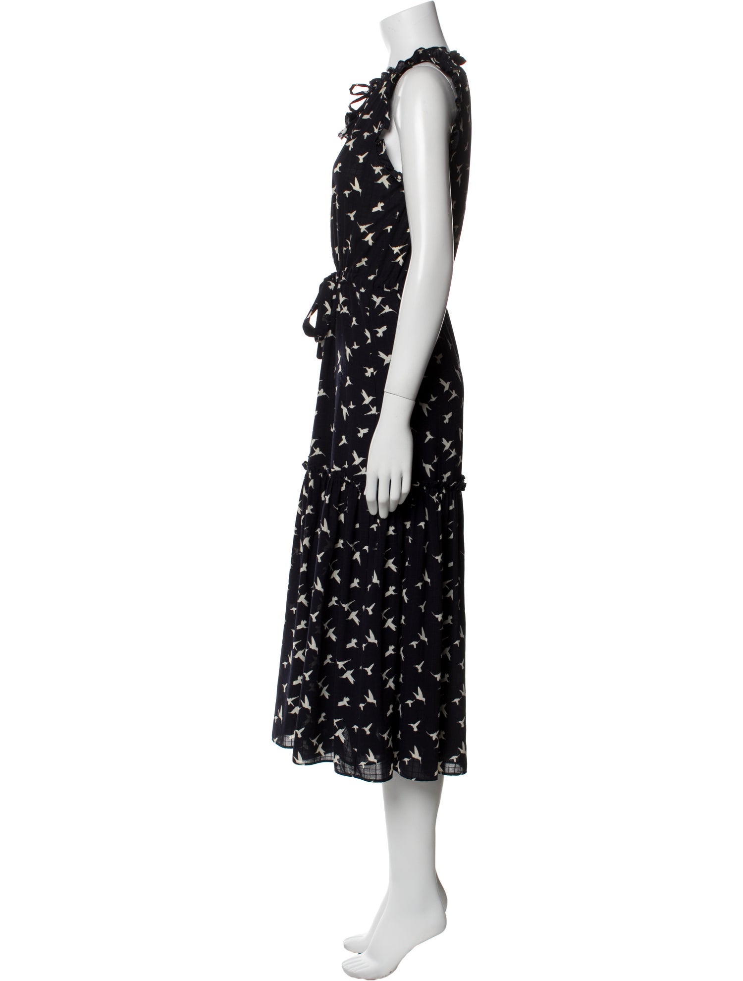 MISA Los Angeles Lace Pattern Midi Length Dress