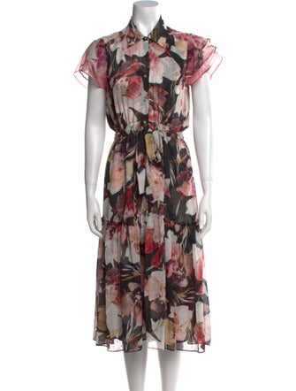 MISA Los Angeles Floral Print Midi Length Dress