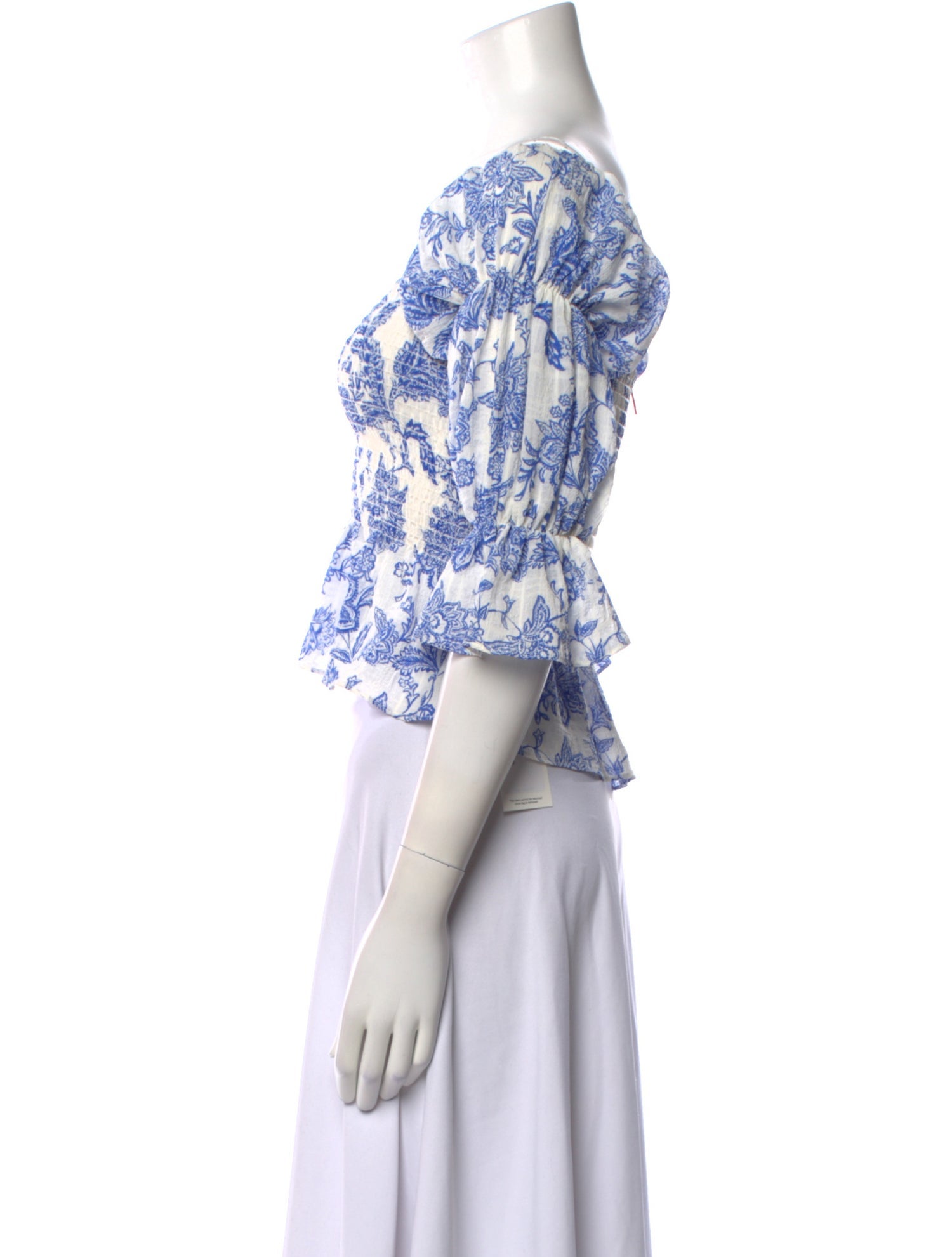 MISA Los Angeles Floral Print Square Neckline Crop Top