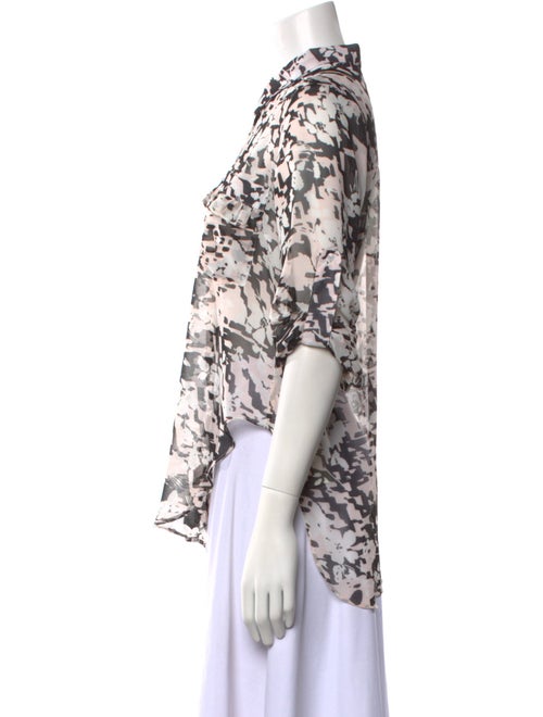 MISA Los Angeles Printed Three-Quarter Sleeve Button-Up Top