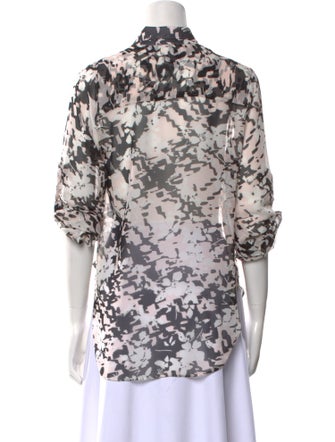 MISA Los Angeles Printed Three-Quarter Sleeve Button-Up Top