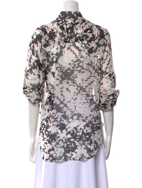 MISA Los Angeles Printed Three-Quarter Sleeve Button-Up Top