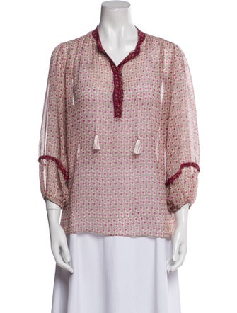 MISA Los Angeles Printed Three-Quarter Sleeve Blouse