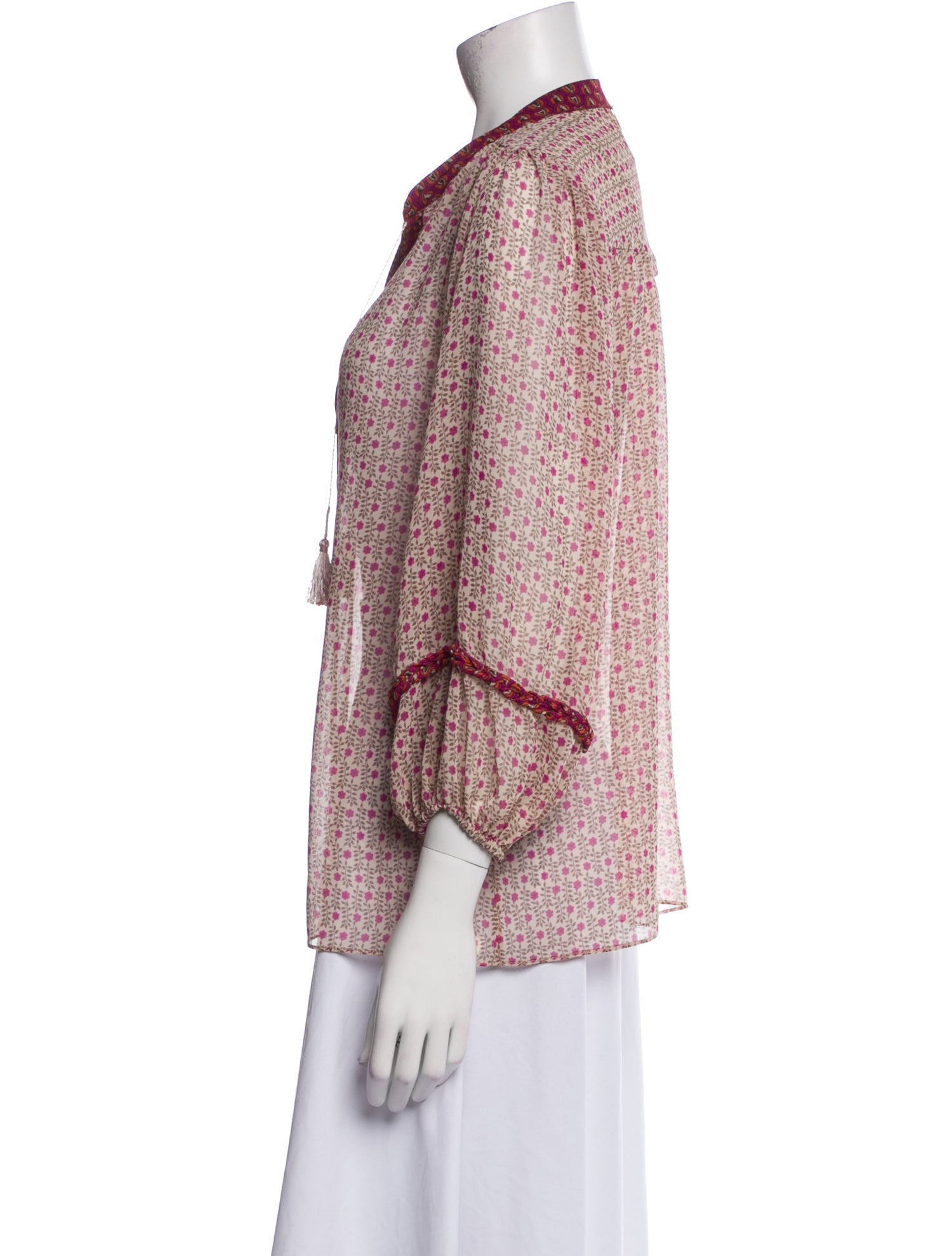 MISA Los Angeles Printed Three-Quarter Sleeve Blouse