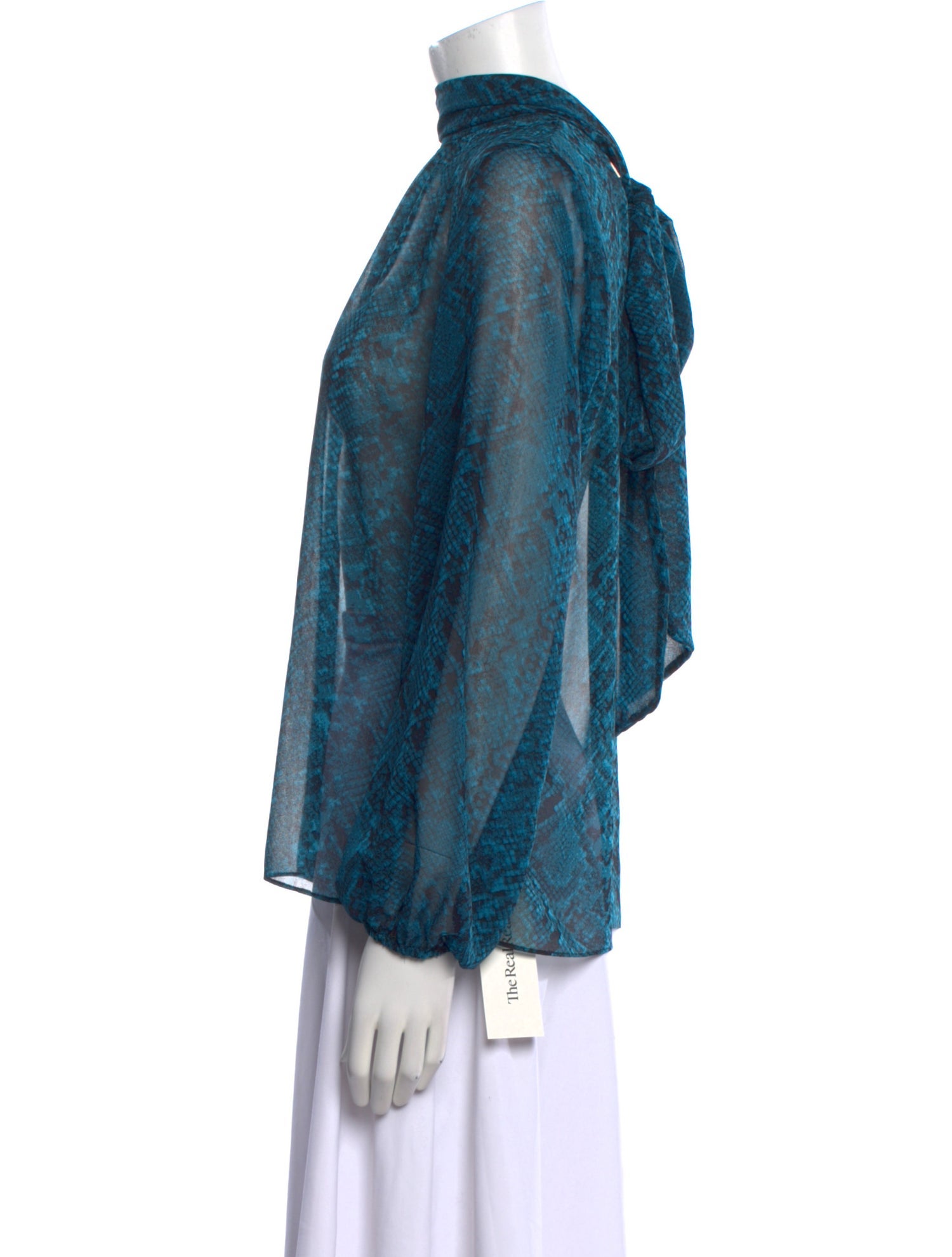 MISA Los Angeles Animal Print Mock Neck Blouse