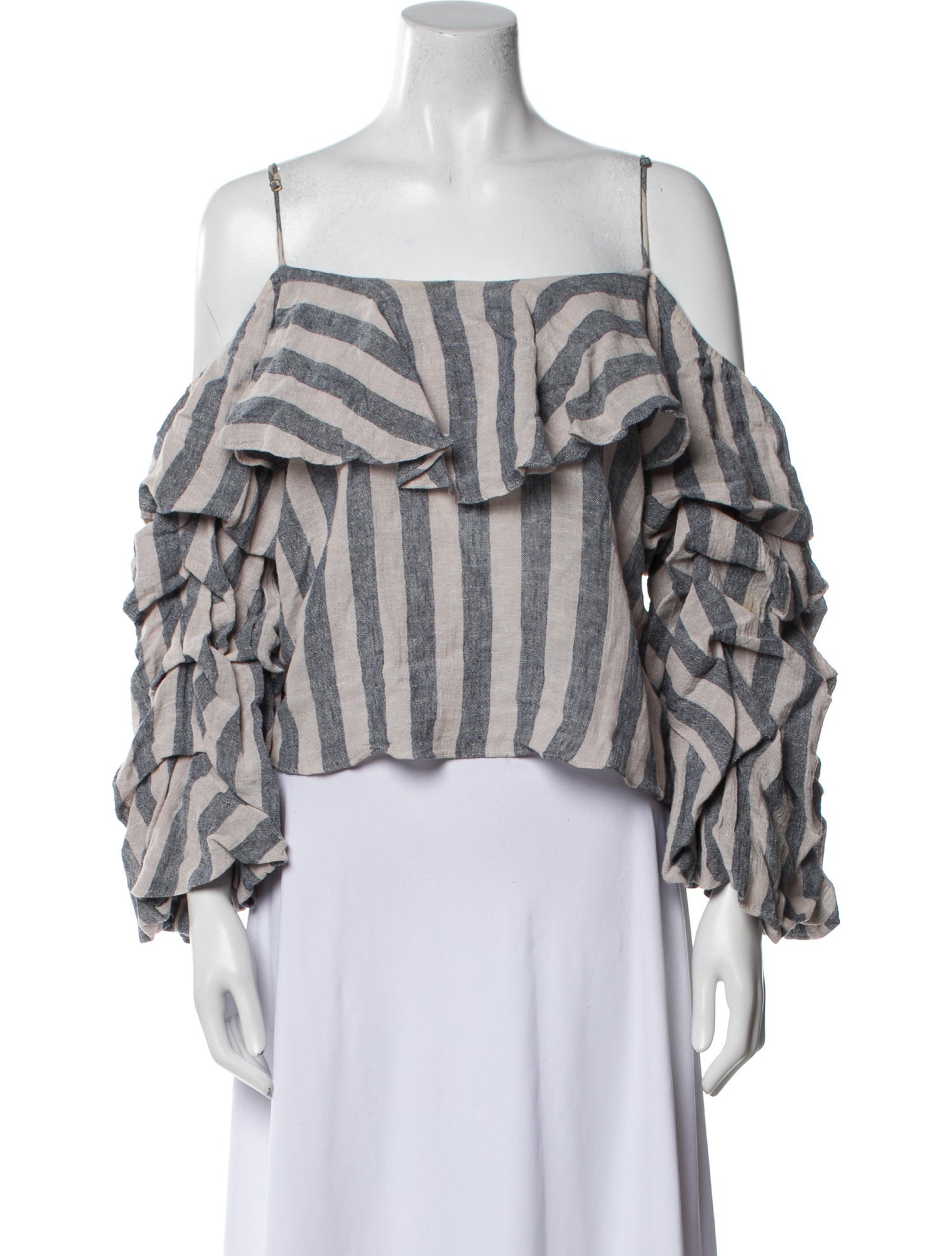 MISA Los Angeles Striped Square Neckline Crop Top