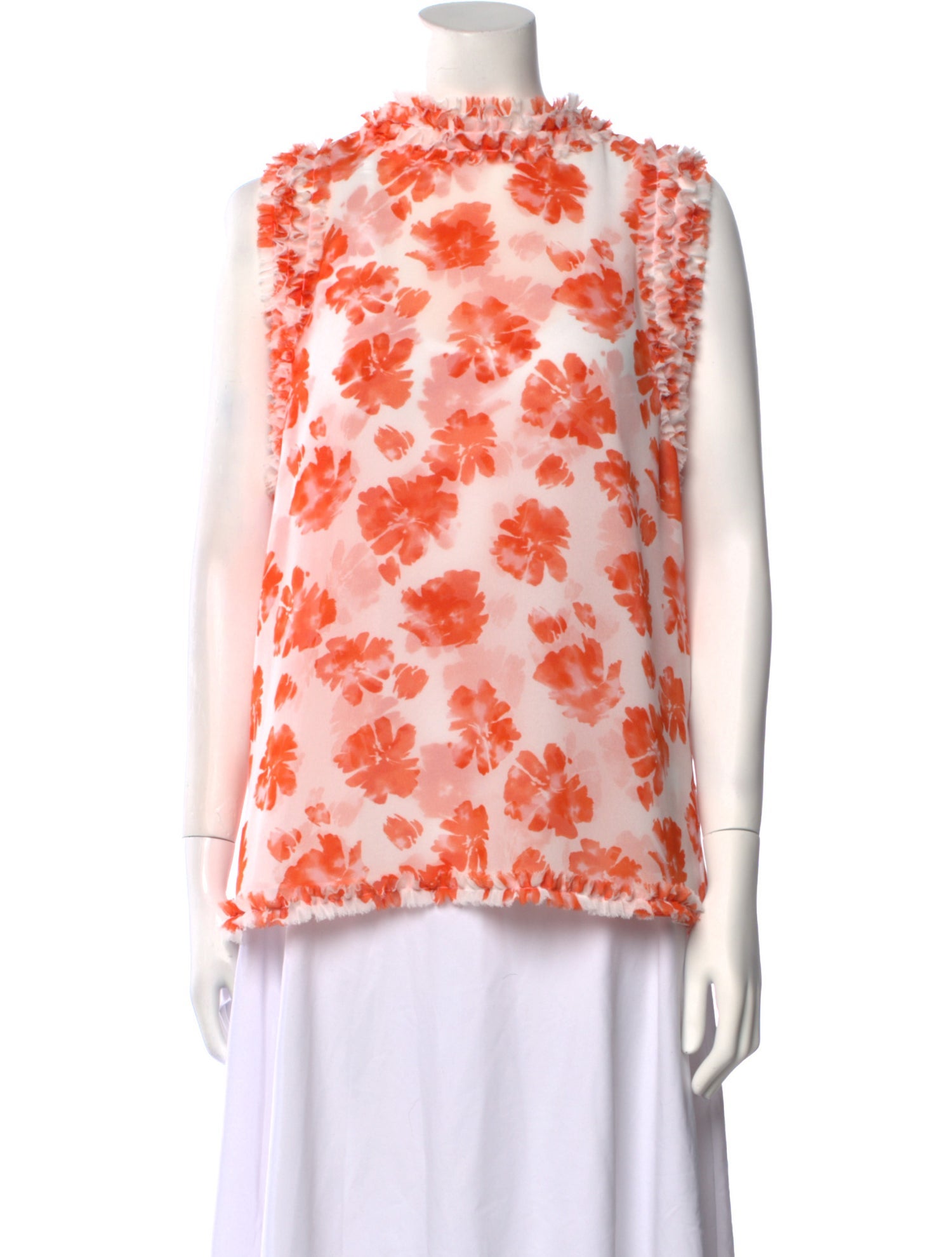 MISA Los Angeles Floral Print Mock Neck Blouse