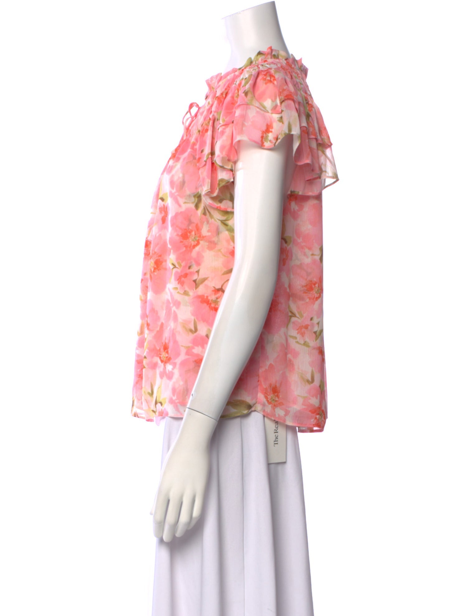 MISA Los Angeles Floral Print Mock Neck Blouse