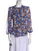 MISA Los Angeles Floral Print Crew Neck Blouse