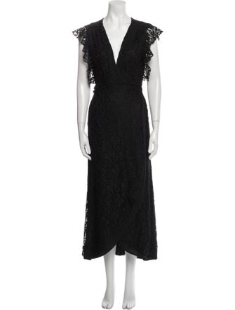 MISA Los Angeles Lace Pattern Long Dress
