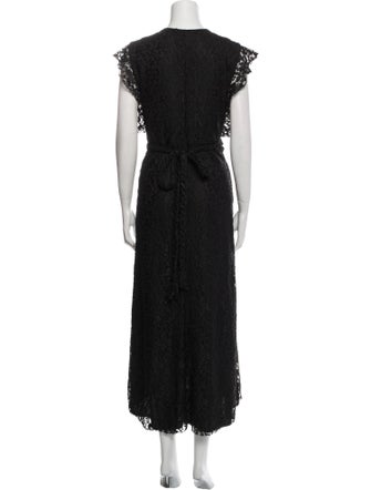 MISA Los Angeles Lace Pattern Long Dress