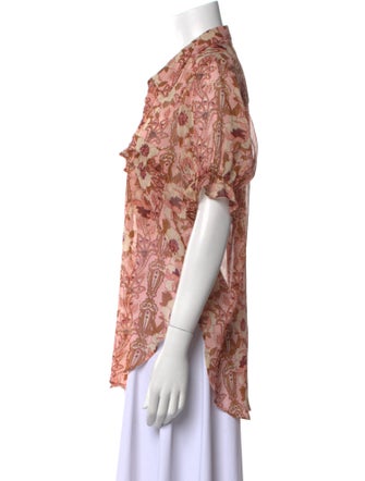 MISA Los Angeles Paisley Print V-Neck Button-Up Top